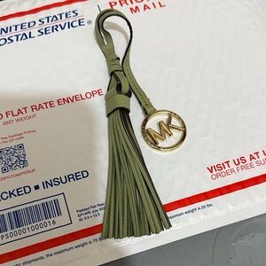Michael Kors Sage  Tassel Keyfob  with Gold Logo